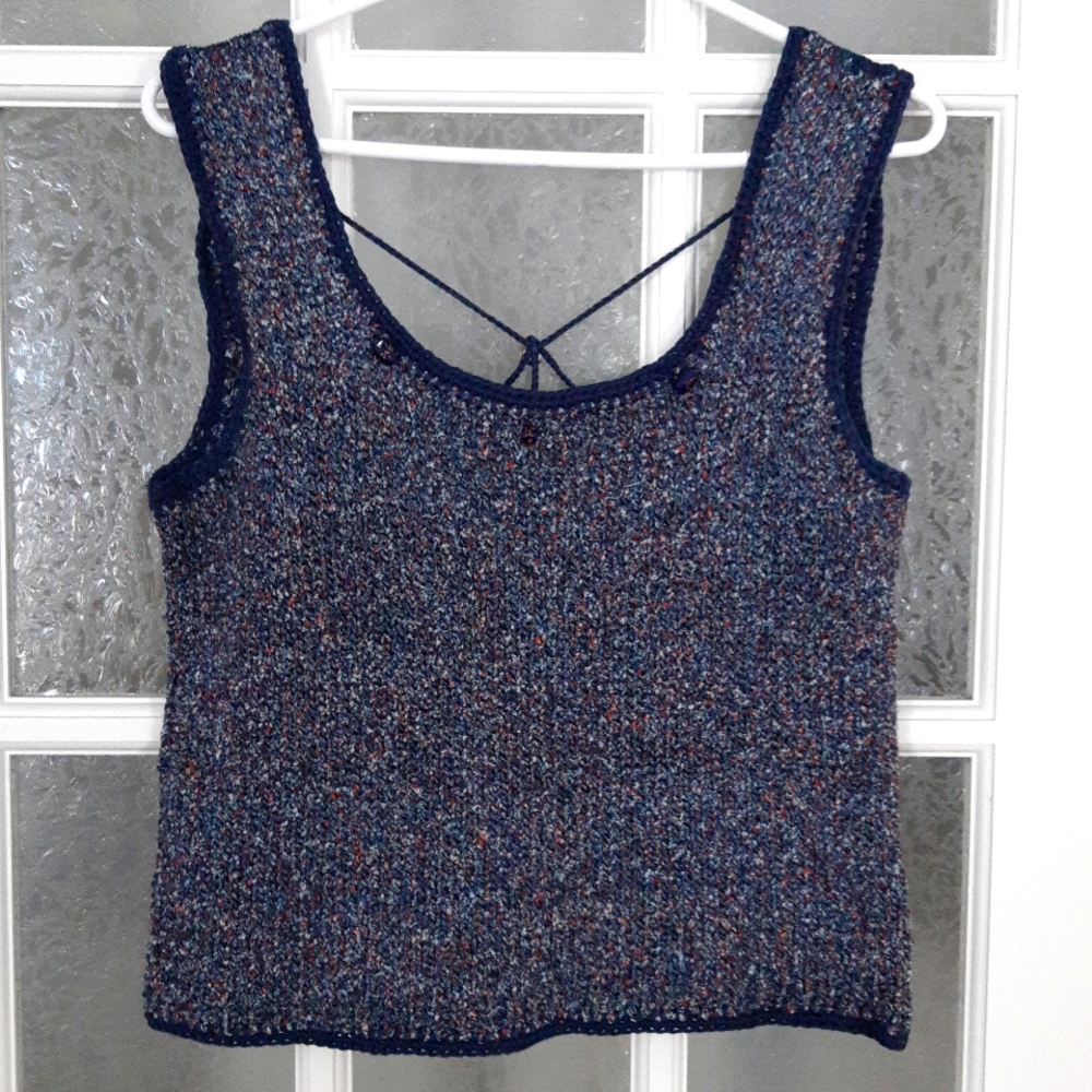Unique Knit Tank Top in Navy Multicolor
